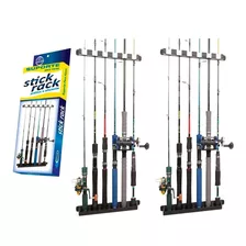 Kit 2 Suporte Organizador Parede Rack 6 Varas Pesca Cardume