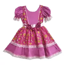 Vestido Festa Junina Rosa Infantil Quadrilha 