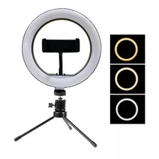 Aro De Luz Iluminador 20cm Com Tripé Ring Light Live Selfie