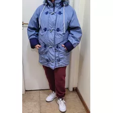 Campera Parka Mujer Larga Capucha Abrigada Villa Urquiza 