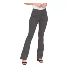 Calça Jeans Feminina Flare Cintura Alta Em Sarja Lycra 