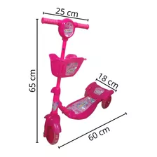 Patinete Infantil 3 Rodas Musical Luzes Cesta Importway Rosa