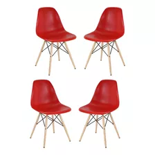 Set 4 Sillas De Comedor Eames Rojo