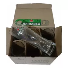 6 Vasos De Cerveza Heineken Importados + Destapador Original