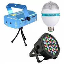 Kit Globo Giratório Canhão 36 Led Mini Projetor Holográfico