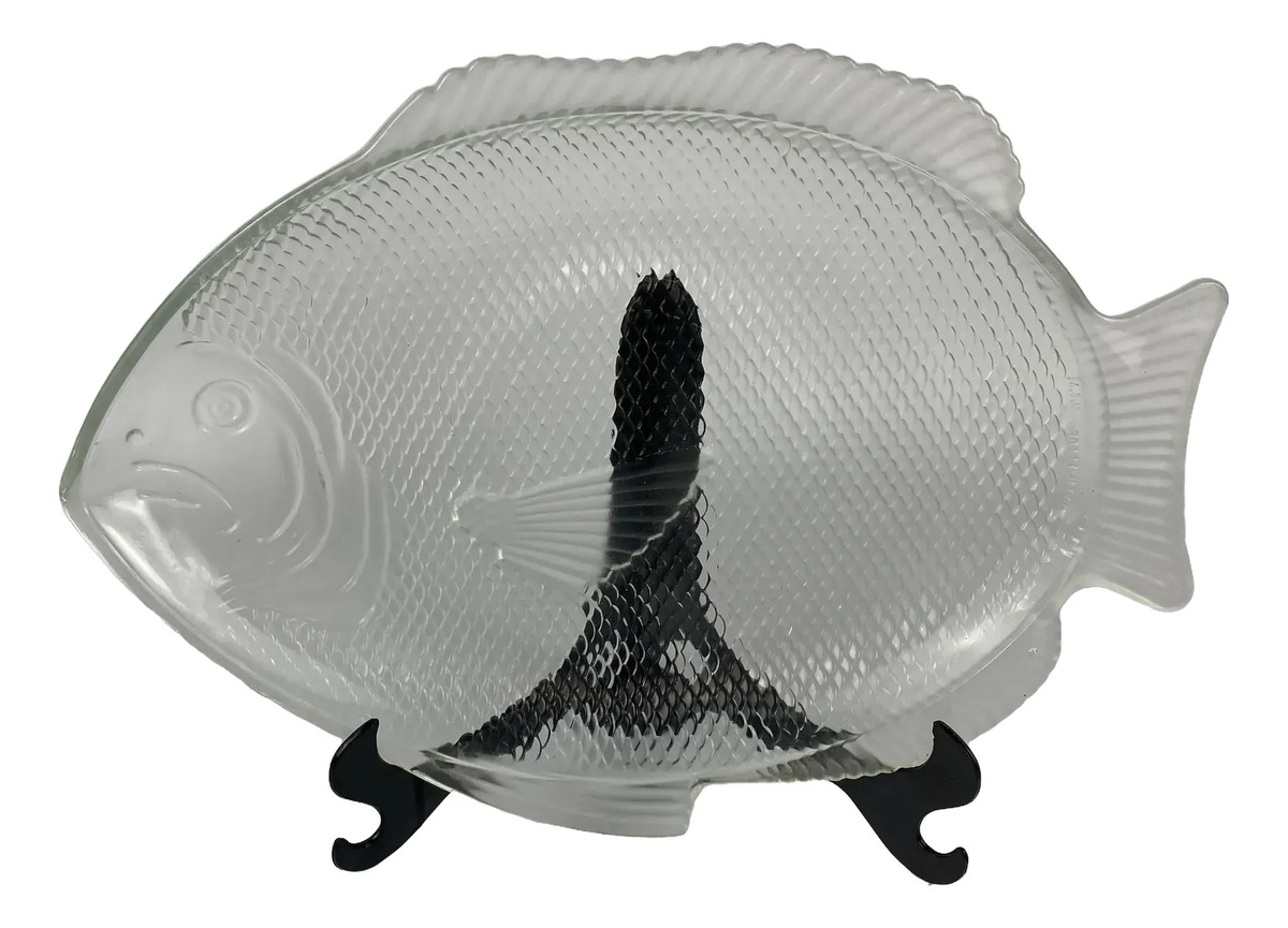 Travessa Peixe Em Vidro Fosco Made In Usa 40cm Branco