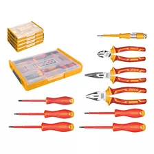 Set Organizador + 9 Herramientas Aisladas P Electricista Ma Color Amarillo