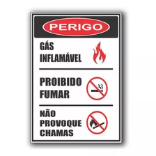 Placa Sinalização Indicativa Epi Gas Inflamável A5 20 X 15