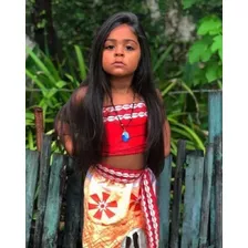 Fantasia Moana Infantil Roupa Princesa Regulável Com Colar