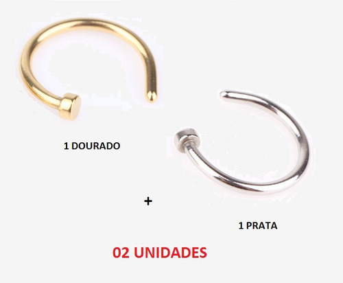 Piercing Nariz Septo Argola Falso Dourado Prata Preto Aço - De Castro Joias