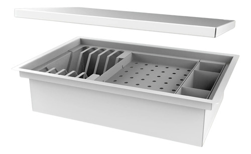 Escorredor Embutido Calha Inox Úmida Braca 40x26cm Branco