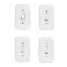 4 Interruptor Simples Apagador Branco Com Placa 4 X 2 Pluzie
