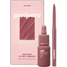 Peripera Liner Kit (rosy Nude) - Colores De Labios Duraderos