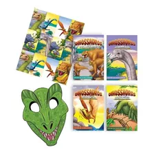 Kit Livro Infantil Aprender E Divertir Dinossauros - 4 Livros De Colorir + Máscara + Jogo Da Memória