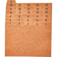 Índice Numérico Mensal 1 A 31 Cartão Kraft Fichário Mesa 5x8