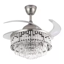 Lámpara Candil Plata Cristal Con Ventilador 122cm Diametro