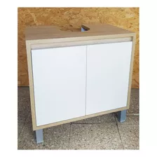 Vanitory, Mueble Para Lavatorio De Pedestal. Roble Y Blanco