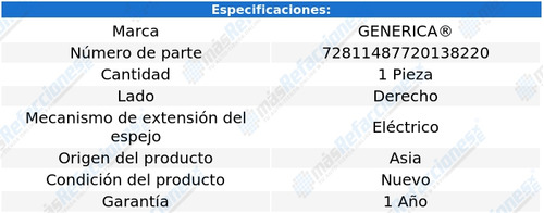 Espejo Derecho Elect Ford Taurus De 2000 A 2007 Genrica Foto 2