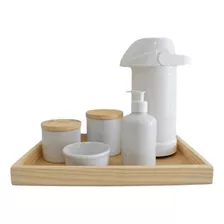 Kit Higiene Bebe Porcelanas Potes Bandeja Pinus Térmica