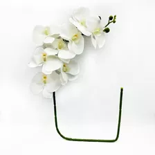 6 Orquideas Brancas Flor Artificiais Silicone Toque Real