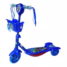 Patinete Infantil Vingadores 3 Rodas Com Luz -música -cesto Cor Azul