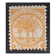 Samoa 2 Penny 1887 Nuevo C/g Plamera Iv.12