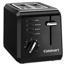 Cuisinart Cpt-122bk Tostadora Compacta De 2 Rebanadas, Color Color Black