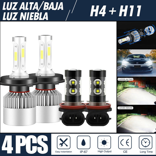 Kit De Focos Led 8000lm Luz Alta/baja/niebla Para Nissan [u] Nissan Versa S