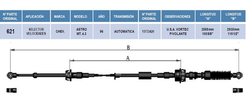 Chicote De Velocidades Para Chevrolet  Astro Mt. 4.3 Foto 4