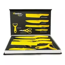 Jogo De Facas Gourmet Premium 6 Peças Titanium- 06888 Cor Amarelo