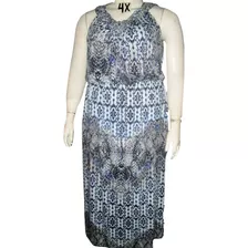 Vestido Azul Estampado Mandalas Talla 4x (46/48) Faded Glory