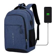 Mochila Usb Back Pack Casual Viaje Escolar Oficina Gym 8002 Xsh Color Gris