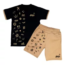 Kit Roupas Infantil Menino Conjunto Top Masculino Verão Gold