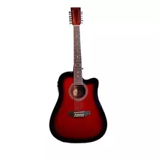 Guitarra Electroacústica Segovia Sgc12 Rojo Sombreado Full 