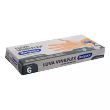 Luvas Descartáveis Bompack Vinilflex Cor Transparente Tamanho G De Elastômero Termoplástico X 100 Unidades 