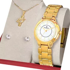 Relógio Feminino Champion Dourado Original Garantia Luxo