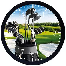 Reloj De Pared De Golf Grande De 12.0 in, Marco Negro, C