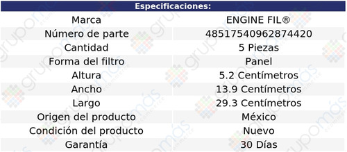 5 Filtros De Aire Engine Fil Geo Prizm L4 1.8l 1994 A 1997 Foto 2