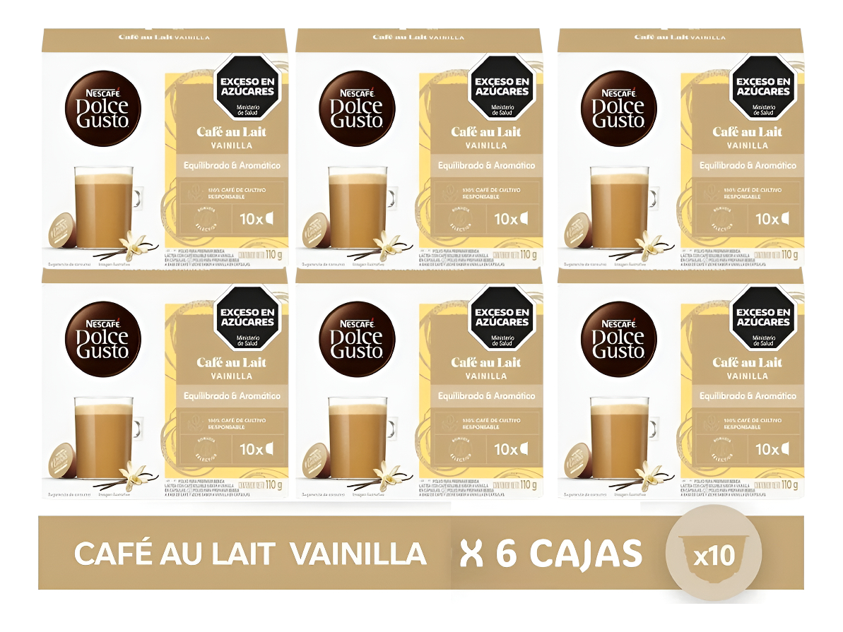 Cápsulas Nescafé Dolce Gusto Café Au Lait Vainilla  6 X 10un