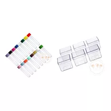 Kit 50 Tubete 13cm + 50 Caixinha Acrilica 5x5 Transparente