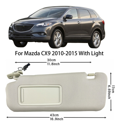 Visera Solar Izquierda Gris Claro Para Mazda Cx9 2010-2015 Foto 2
