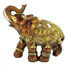 Elefante Decorativo Marrom Resina Youbai 14.5x15.5 Cm Cor Dourado