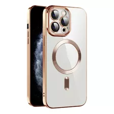 Funda For iPhone 14 Pro Magsafe + Protector Camara Dorado