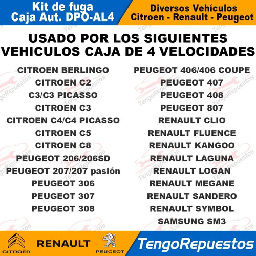 Kit Retenes Fuga Bomba Caja Auto Renault Citroen Peugeot Al4 Foto 3