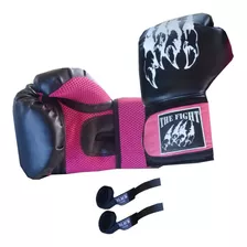 4 Pares Luva Boxe Muay Thai Feminino+bandagem