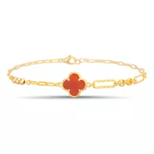 Pulsera Linea Alhambra, Flor Roja, Plata 925 Bañada