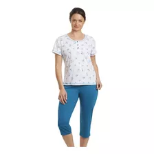 Beckil Cod 1749 Pijama Algodón Capri, Polera Estampado