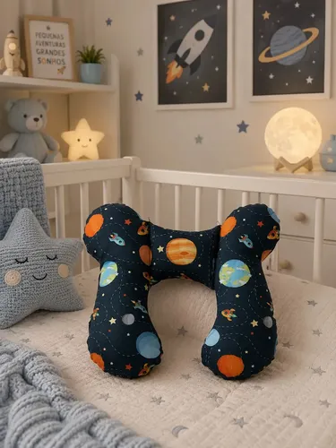 Travesseiro Bebê Conforto Apoio Cabeça E Pescoço Infantil Foguete