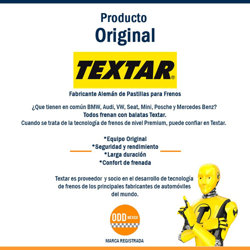 Balatas Delanteras Vw New Beetle 2003 Textar Original Foto 2