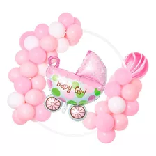 Set Arco Orgánico Globos Baby Shower Es Una Niña 55 Piezas